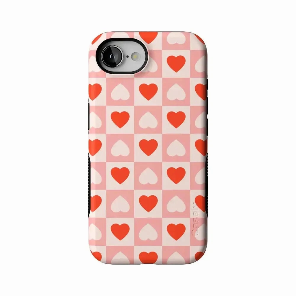 King of My Heart | Checkered Hearts Case Durable Detail