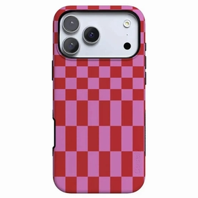 Handy Use Polished Look Vibe Check | Pink Checkerboard Case