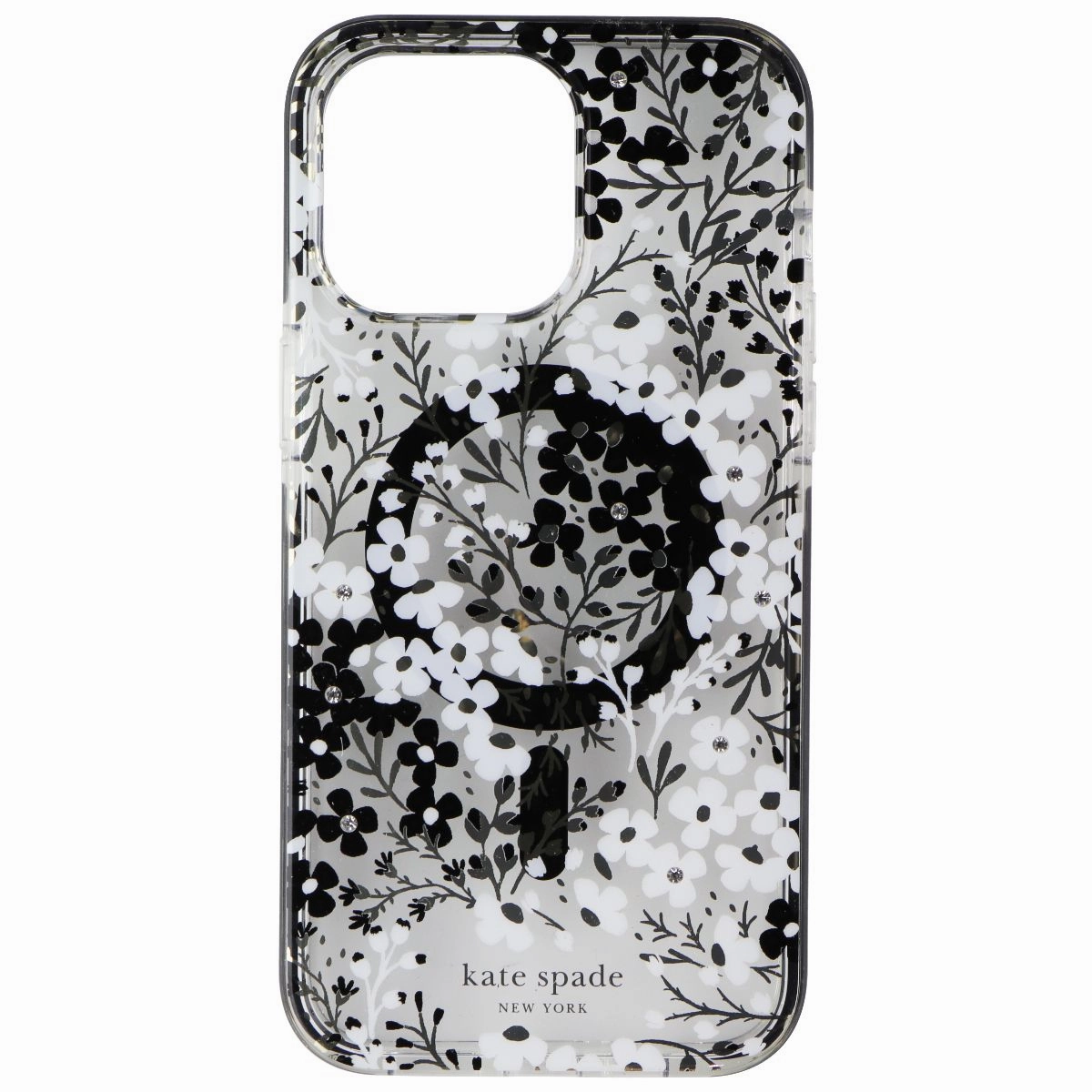 Tight Fit Elegant Texture Kate Spade Case for MagSafe for iPhone 15 Pro Max - Multi Floral (Black MagSafe)