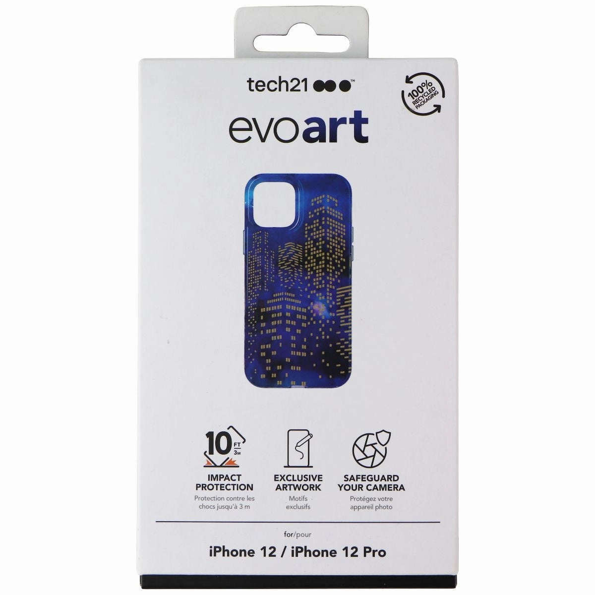 Compact Design Tech21 EvoArt Case for Apple iPhone 12 and iPhone 12 Pro - Blue/Burning City