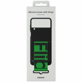 SAMSUNG Silicone Strap Cover for Samsung Galaxy Z Flip4 - Black Clear Surface Strong Outline