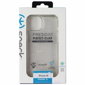 Speck Presidio Perfect-Clear Case for Apple iPhone 14 / iPhone 13 - Glitter Gloss Finish Texture Lightweight Build Quality