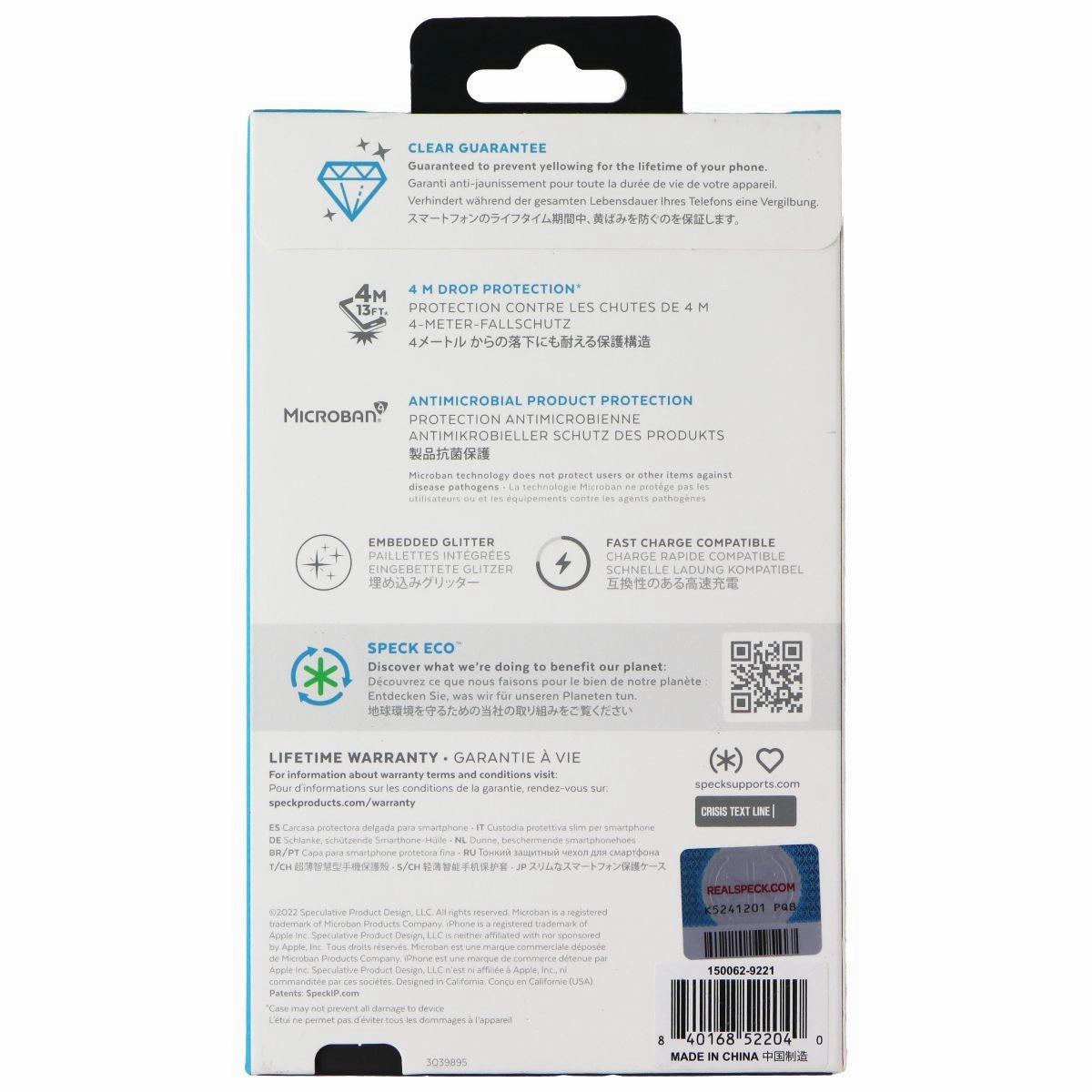 Premium Grip Protective Pattern Speck Presidio Perfect-Clear Case for Apple iPhone 14 / iPhone 13 - Glitter