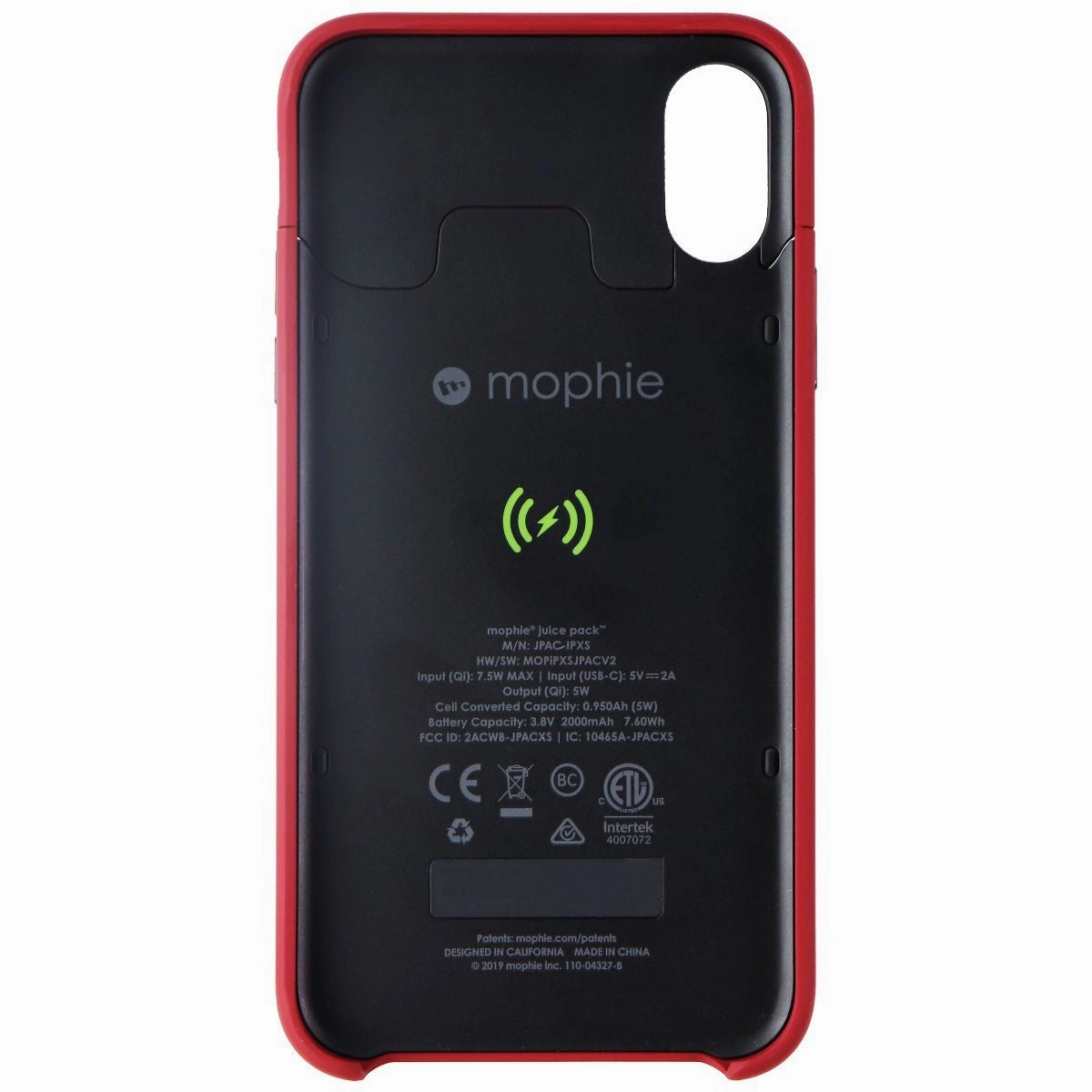 Smooth Look Luxury Surface Mophie Juice Pack Access Protective Battery Case for Apple iPhone X/Xs - Red