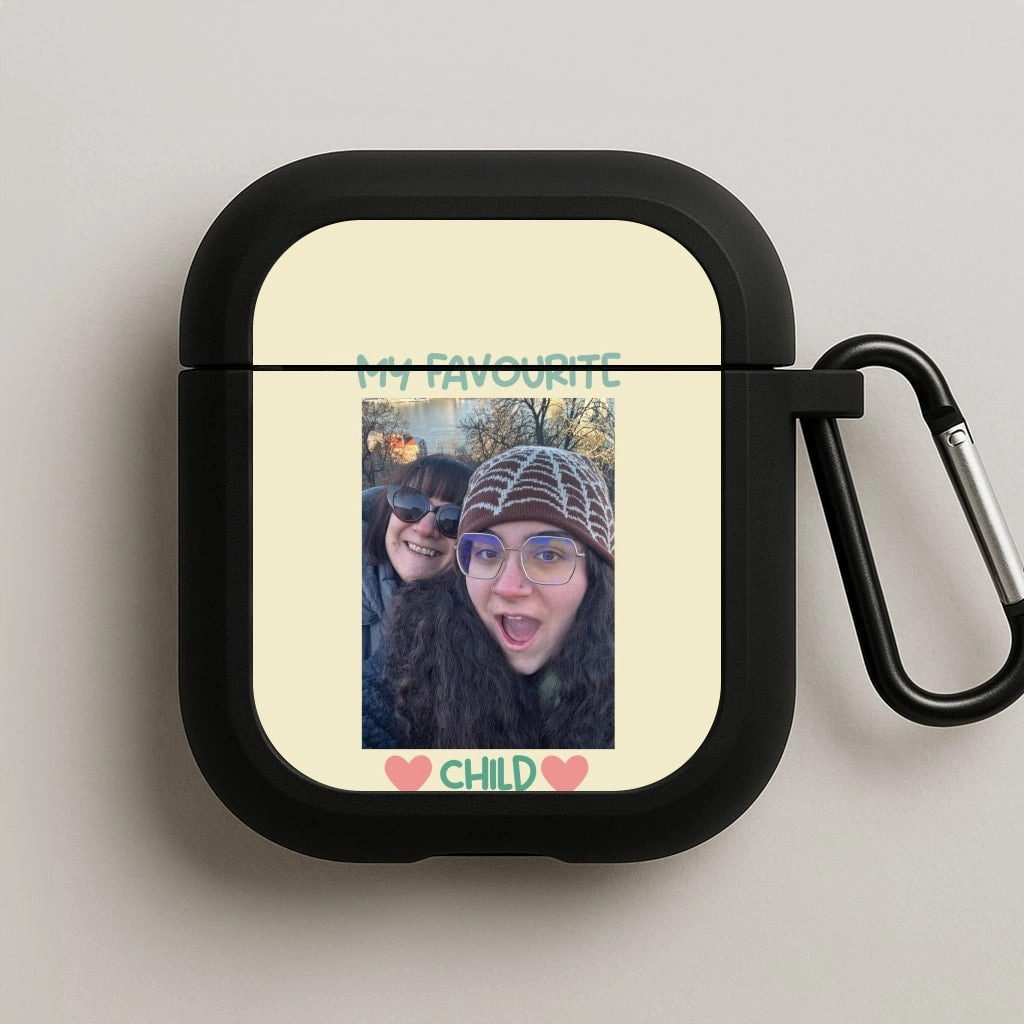 Minimalist Tech Pouch Modern Compact Holder My Favourite Child - Personalised Mother's Day AirPods Case