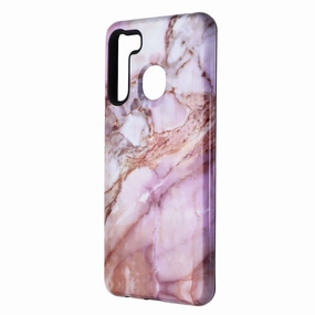 MyBat Fuse Hybrid Series Dual-Layer Case for Samsung Galaxy A21 - Pink Marble Luxury Accent Hybrid Pattern Texture