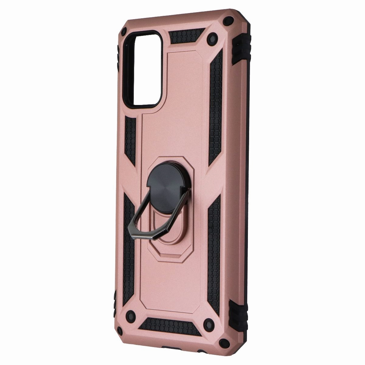 Matte Texture Surface Youth Style MyBat Hybrid Protector Ring Stand Case for Samsung Galaxy A02s - Rose Gold