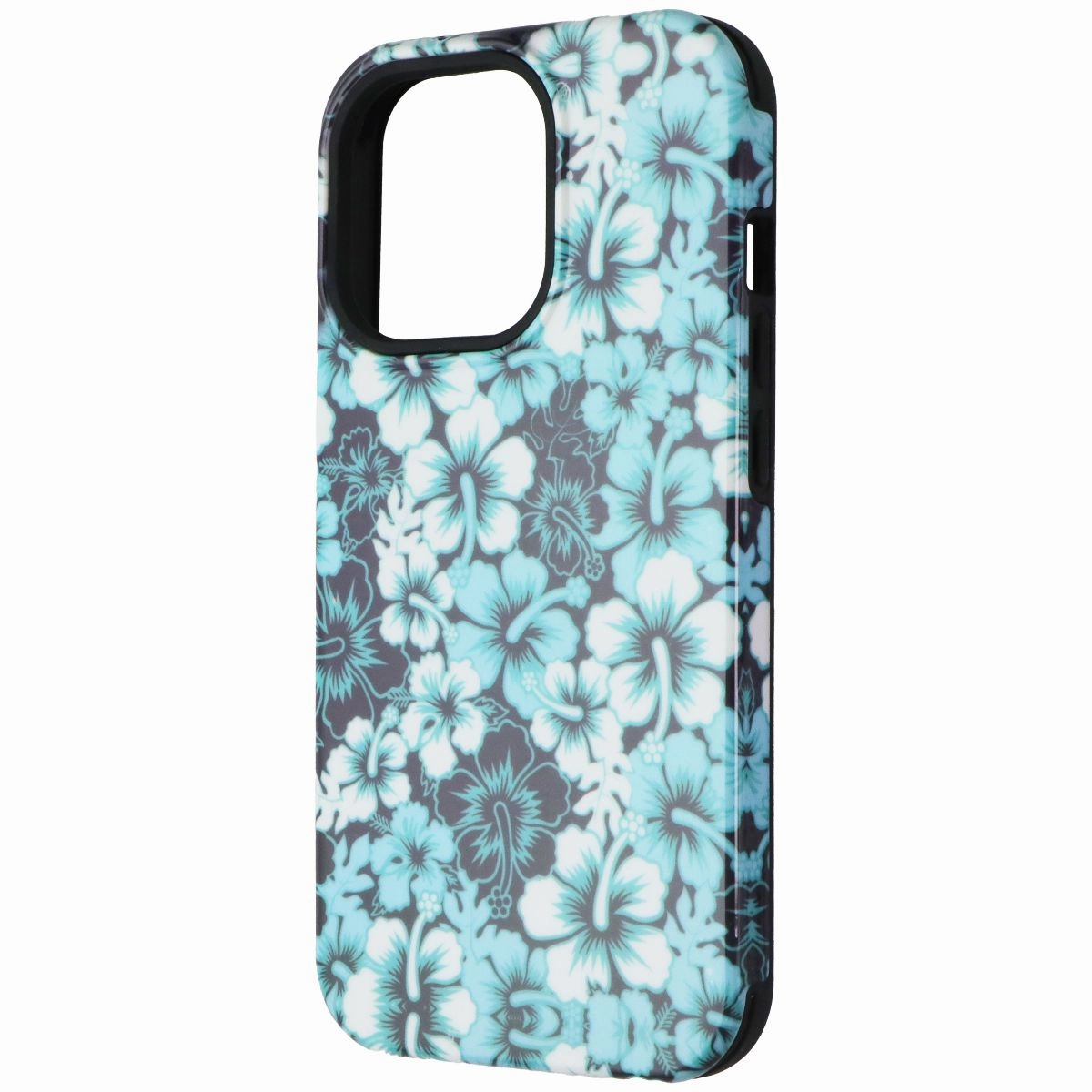 Trendy Texture Finish MyBat Pro Fuse Series Case with Magnet for Apple iPhone 13 Pro - Blue Hibiscus
