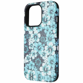 Trendy Texture Finish MyBat Pro Fuse Series Case with Magnet for Apple iPhone 13 Pro - Blue Hibiscus