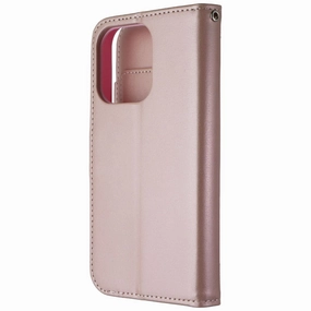 Marble Texture Vivid Pattern Design MyBat Pro MyJacket Xtra Series Wallet Case for Apple iPhone 15 Pro - Rose Gold