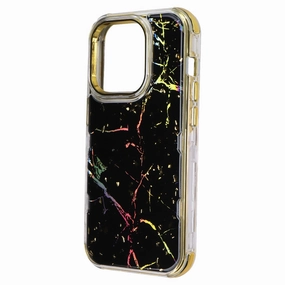 MyBat Pro Tuff Series Case for Apple iPhone 14 Pro - Black Marbling / Gold Compact Shape