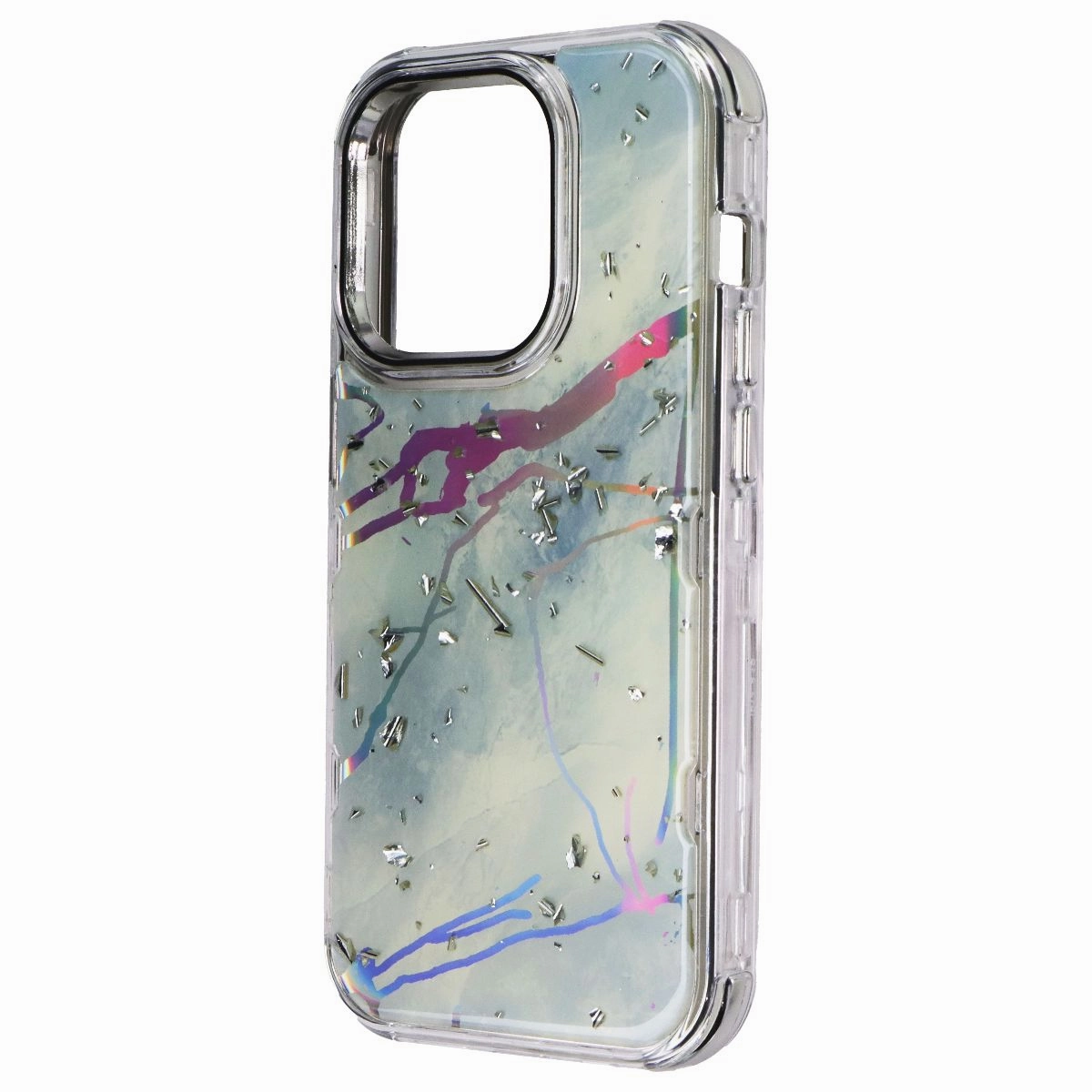 Light Finish MyBat Pro Tuff Series Case for Apple iPhone 14 Pro - Blue Marbling / Silver