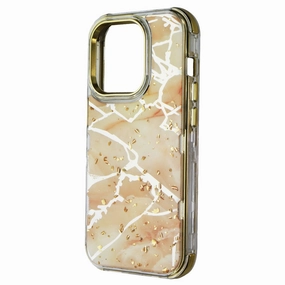 Minimal Surface Layer Vivid Detail MyBat Pro Tuff Series Case for Apple iPhone 14 Pro - Pale Yellow Marbling / Gold