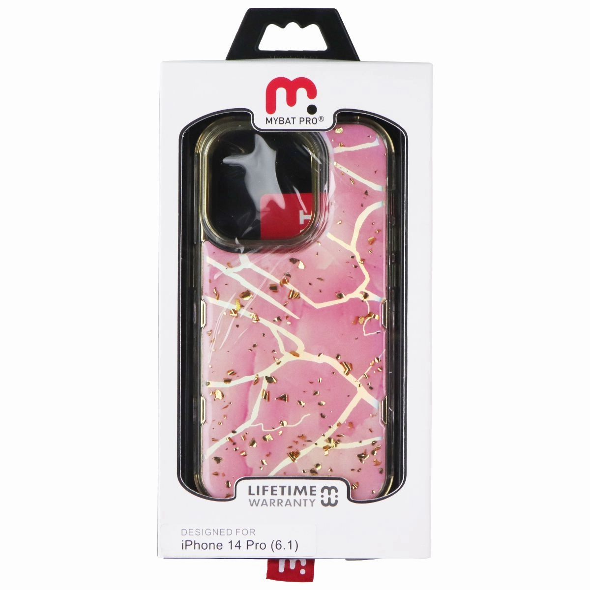 Matte Finish MyBat Pro Tuff Series Case for Apple iPhone 14 Pro - Pink Marbling / Gold