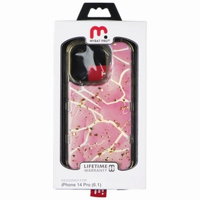Matte Finish MyBat Pro Tuff Series Case for Apple iPhone 14 Pro - Pink Marbling / Gold