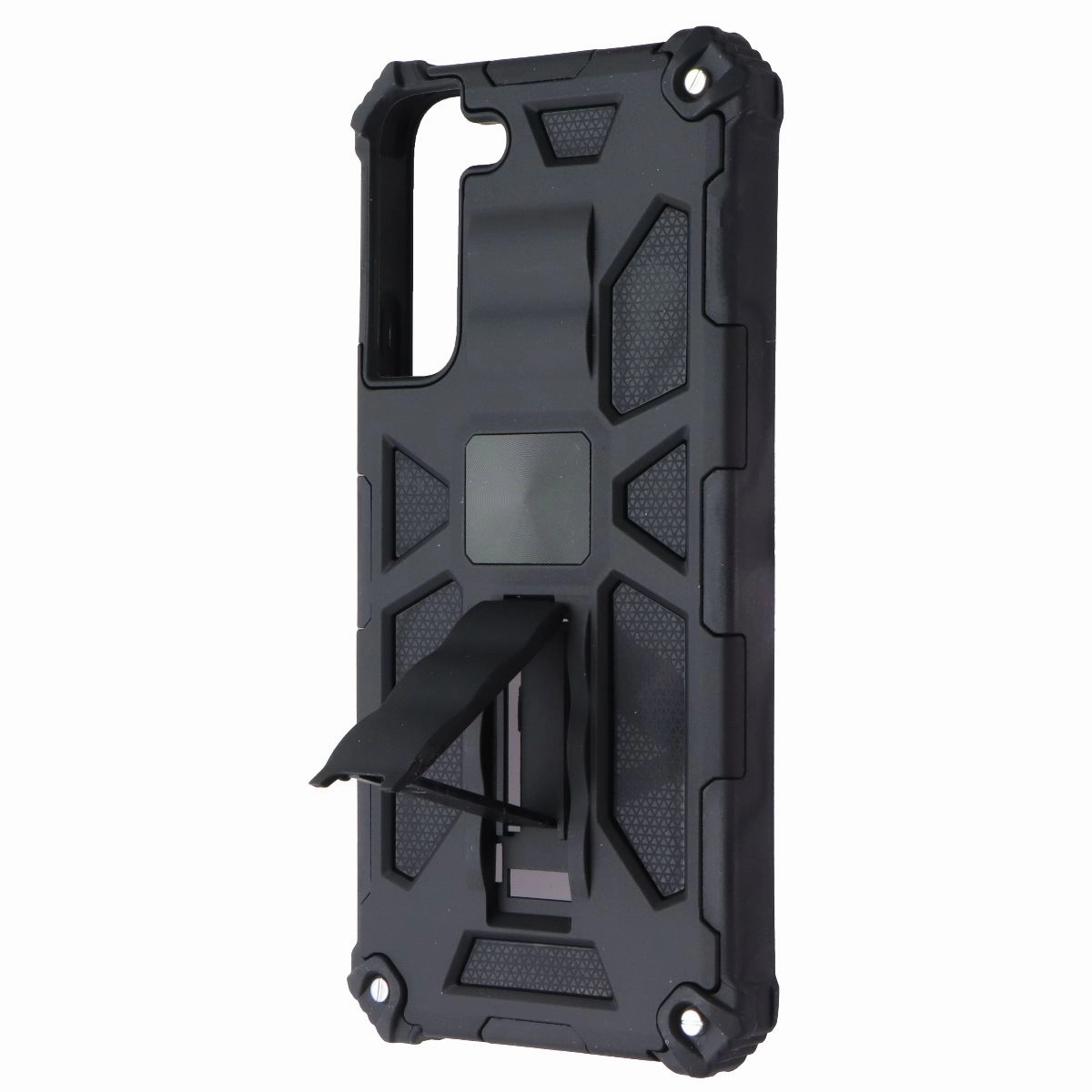 MyBat Sturdy Hybrid Kickstand Case for Samsung Galaxy S22  (Plus) - Black Matte Feel Matte Texture Design