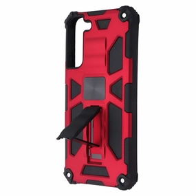 Compact Protection Strong Surface MyBat Sturdy Hybrid Kickstand Case for Samsung Galaxy S22  (Plus) - Red / Black