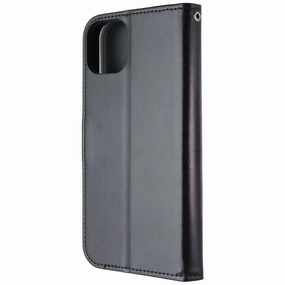 Ergonomic Texture Fashion Look MyBat Xtra Series Folio Wallet Case for Apple iPhone 15 Plus - Black
