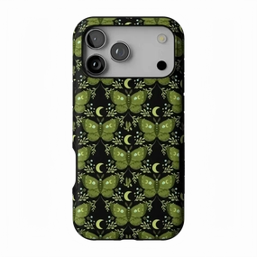 Refined Craftsmanship Matte Texture Layer Mystic Moths | Green Twilight Case