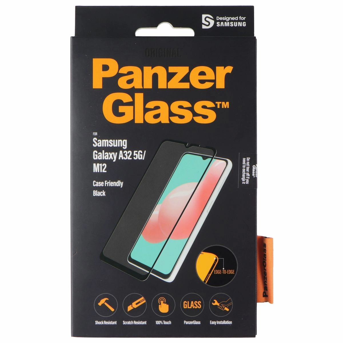 PanzerGlass Edge-to-Edge Screen Protector for Samsung Galaxy 32 5G/M12 - Black Visual clarity