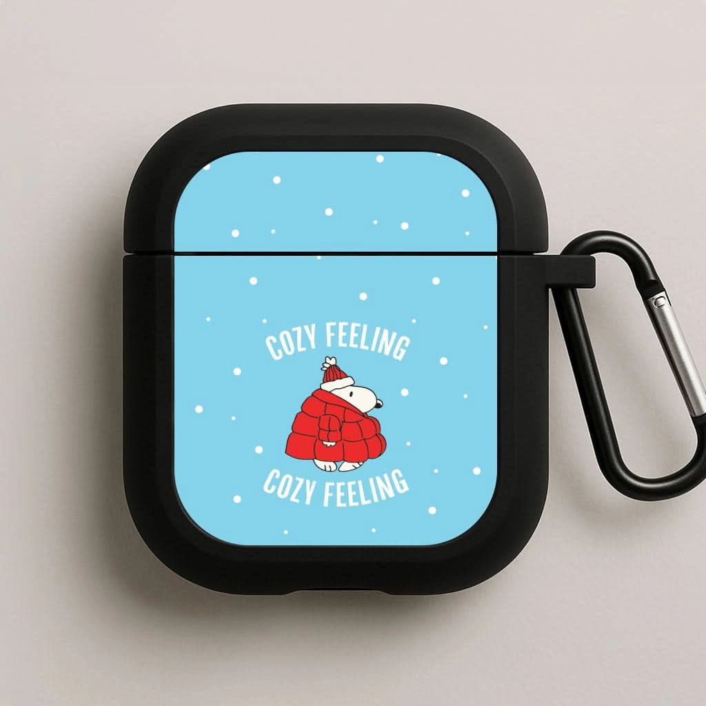 Cozy Feeling Cartoon Beagle Puffer Jacket AirPods Case Slim Fit Protector Creative Rubber Bag