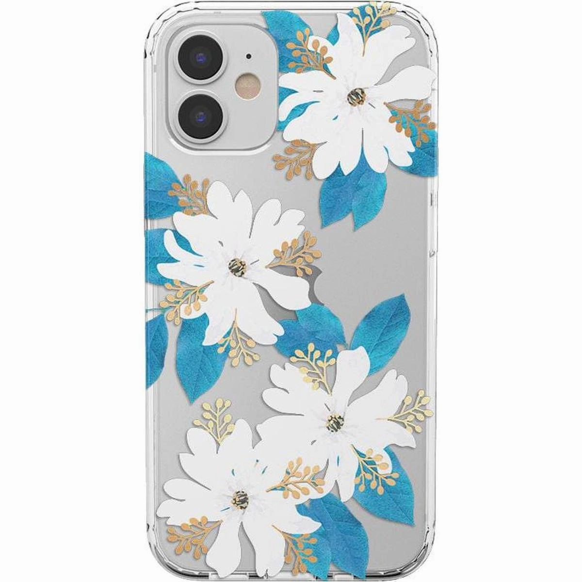 Forget Me Not | Blue and Gold Clear Floral Case Textured Grip
