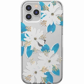 Classic Grip Durable Coating Forget Me Not | Blue and Gold Clear Floral Case