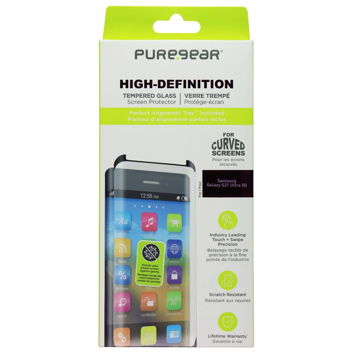 Tablet Device Protection PureGear High-Definition Tempered Glass for Samsung Galaxy S21 Ultra 5G