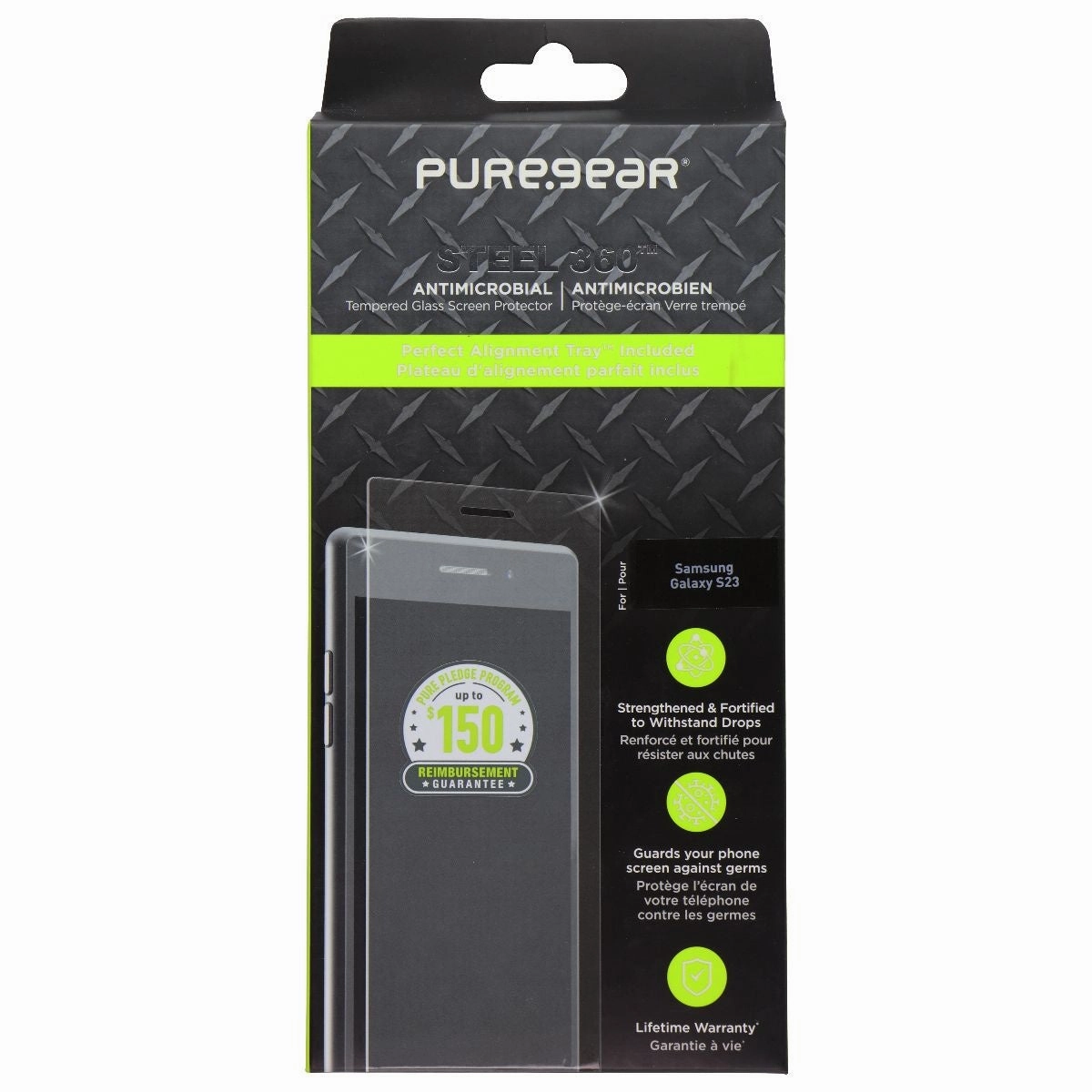 PureGear Steel 360 Screen Protector for Samsung Galaxy S23 - Clear Ultra Fit strong edge protection