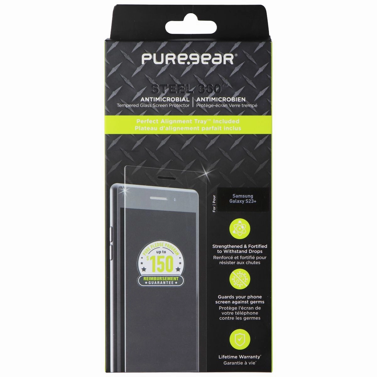 PureGear Steel 360 Tempered Glass Protector for Samsung Galaxy (S23 ) - Clear Nano Guard Elite