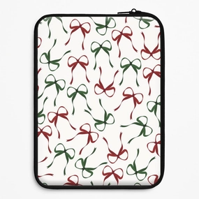 Red And Green Coquette Christmas Bows Pattern Laptop Sleeve Car Accessory Port Protection