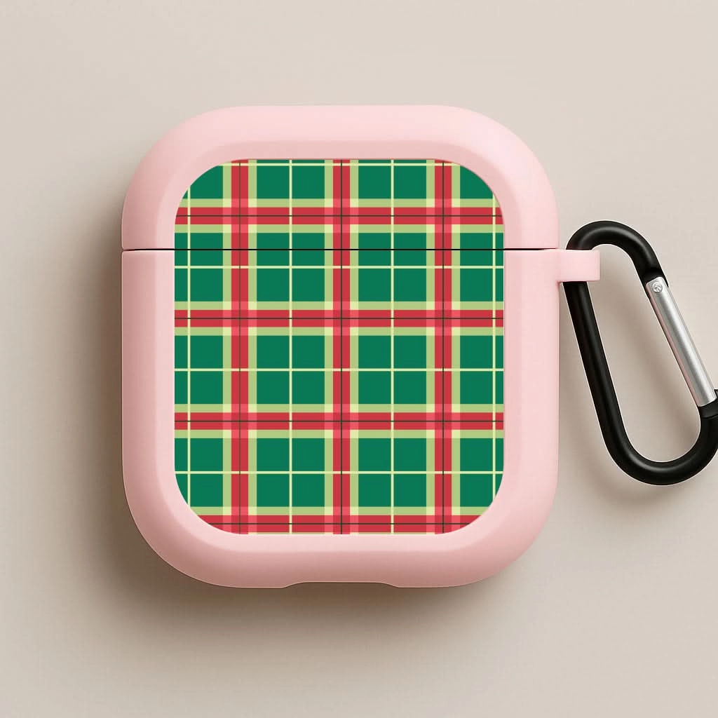 Red And Green Tartan II Christmas Pattern AirPods Case Universal Smooth Organizer