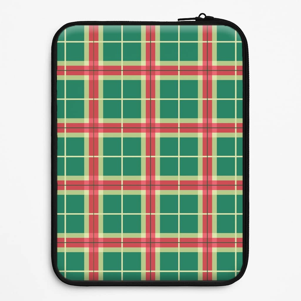 Red And Green Tartan II Christmas Pattern Laptop Sleeve Modern Look
