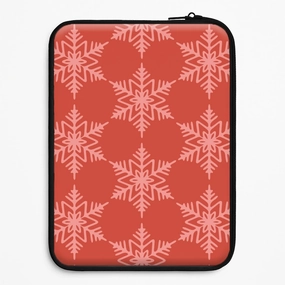 Minimal Detail Red Giant Snowflakes Christmas Pattern Laptop Sleeve
