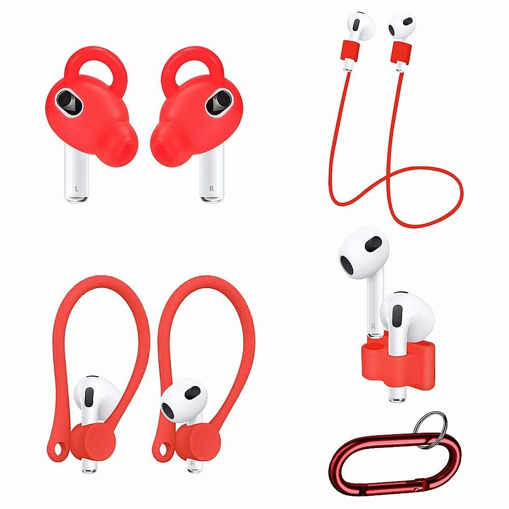 Red Silicone Accessories Kit - Apple AirPods 3 (3rd Generation) Fashion Travel Accessory Modern Daily Organizer