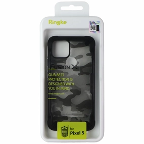 Ringke Fusion X Series Case for Google Pixel 5 - Clear/Black Camo Matte Surface