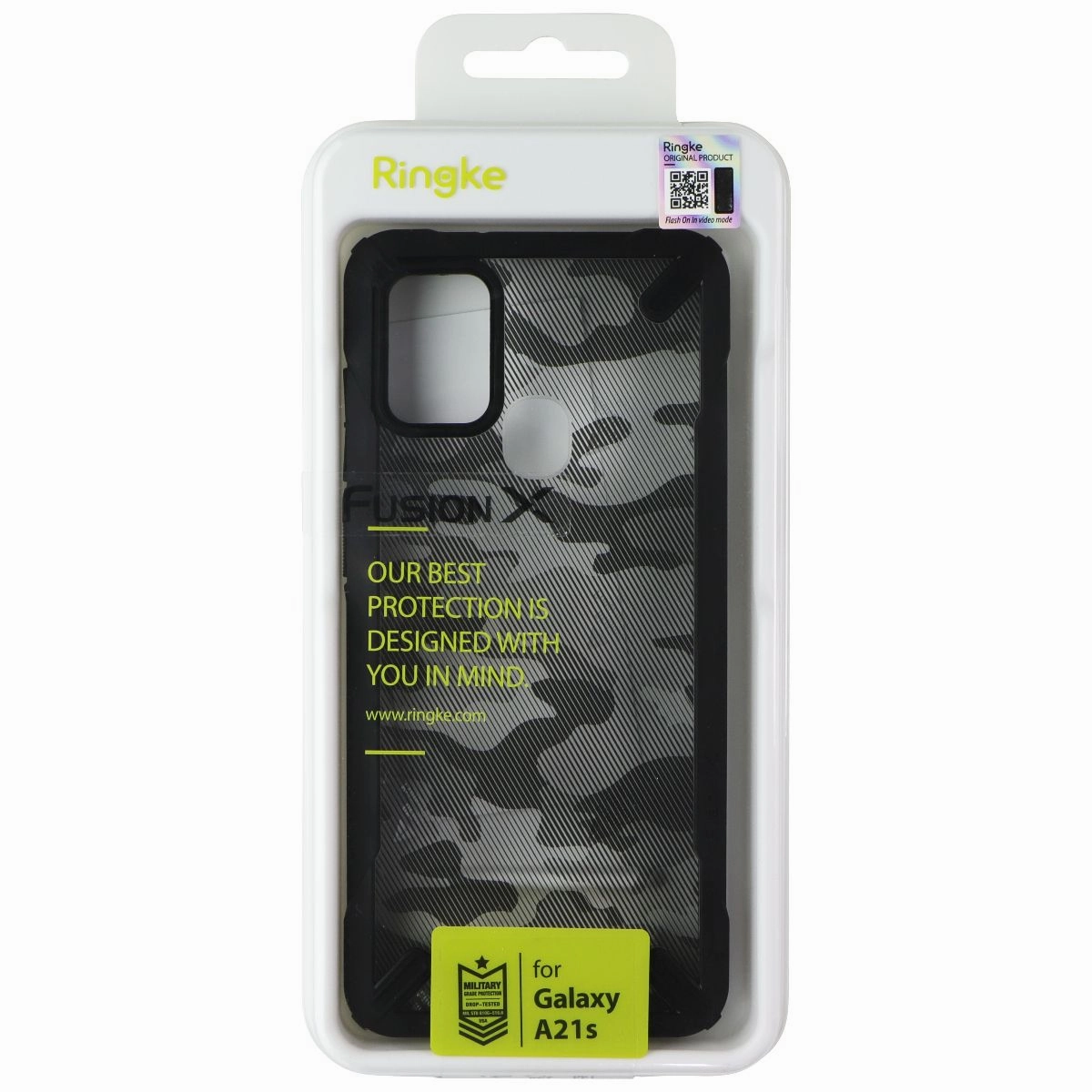 Ringke Fusion X Series Case for Samsung Galaxy A21S - Black Camo Premium Surface Textured Comfort