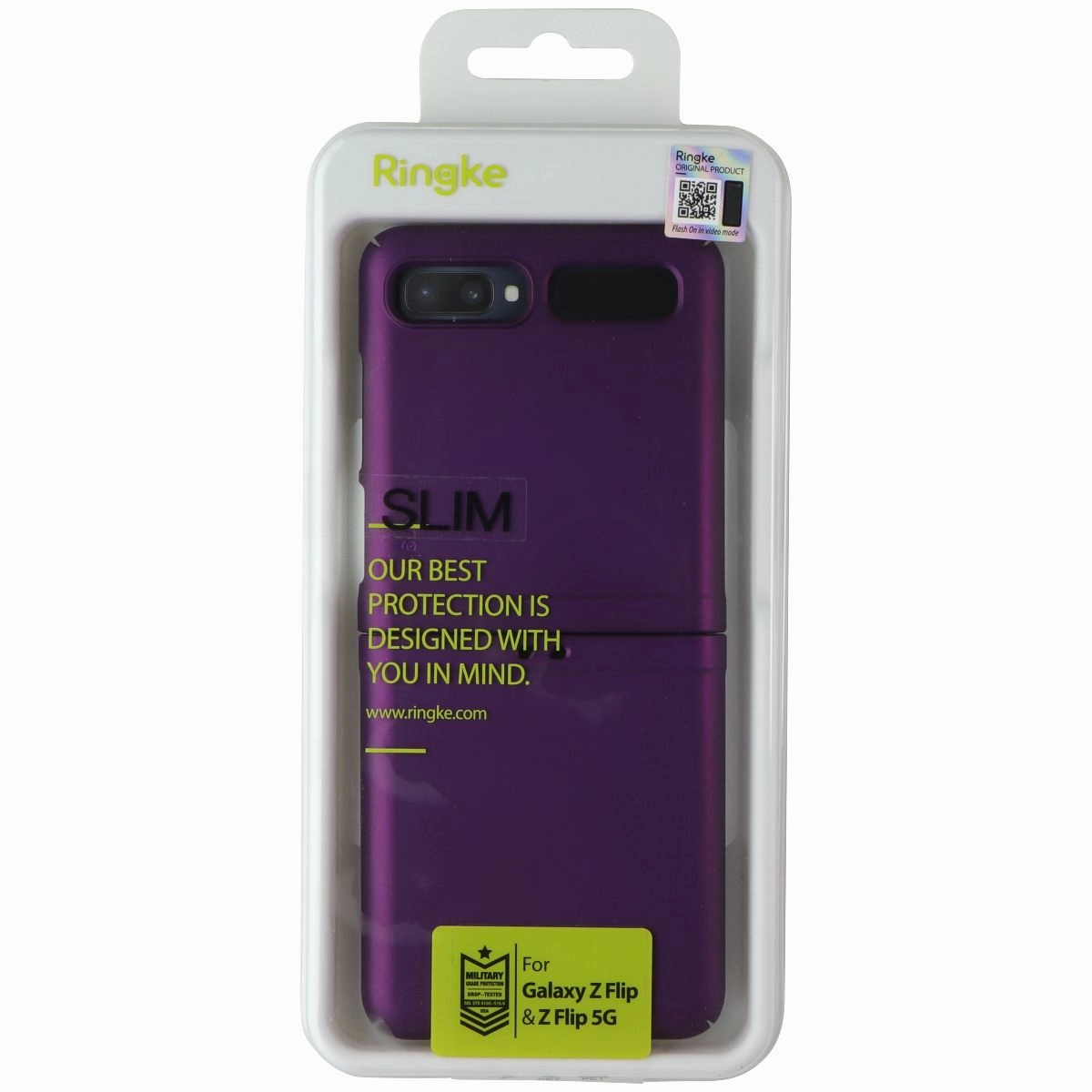 Artistic Design Long Lasting Ringke Slim Series Case for Samsung Galaxy Z Flip/Z Flip 5G - Purple
