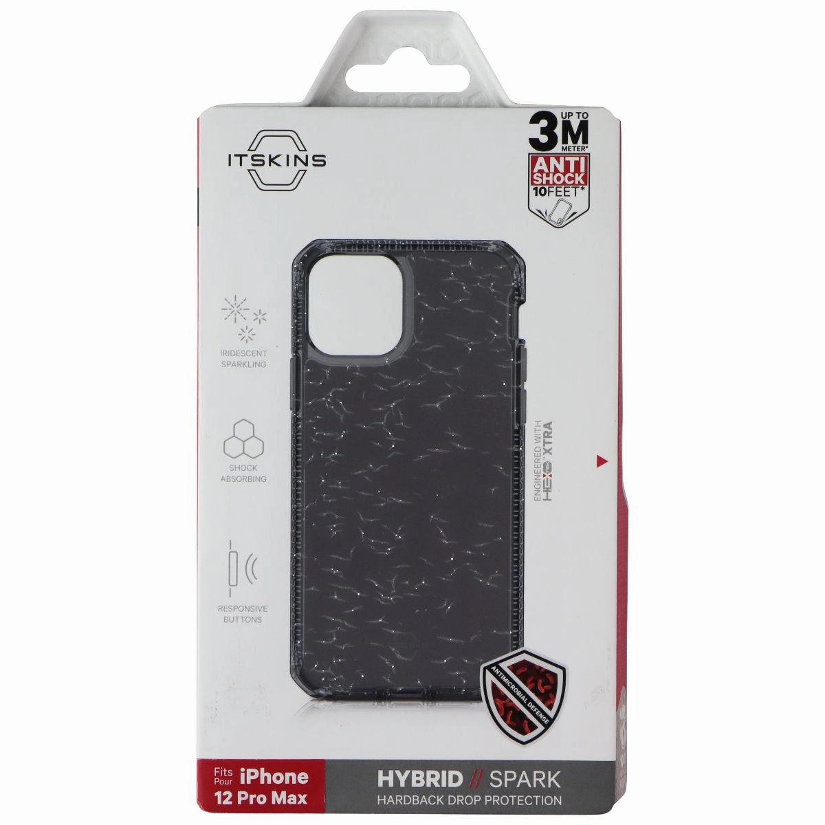 Slim Comfort Smooth Pattern Finish ITSKINS Hybrid // Spark Series Case for Apple iPhone 12 Pro Max - Sparkle Smoke