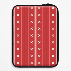 Stripes And Stitches Red Christmas Pattern Laptop Sleeve Elegant Build Lightweight Grip