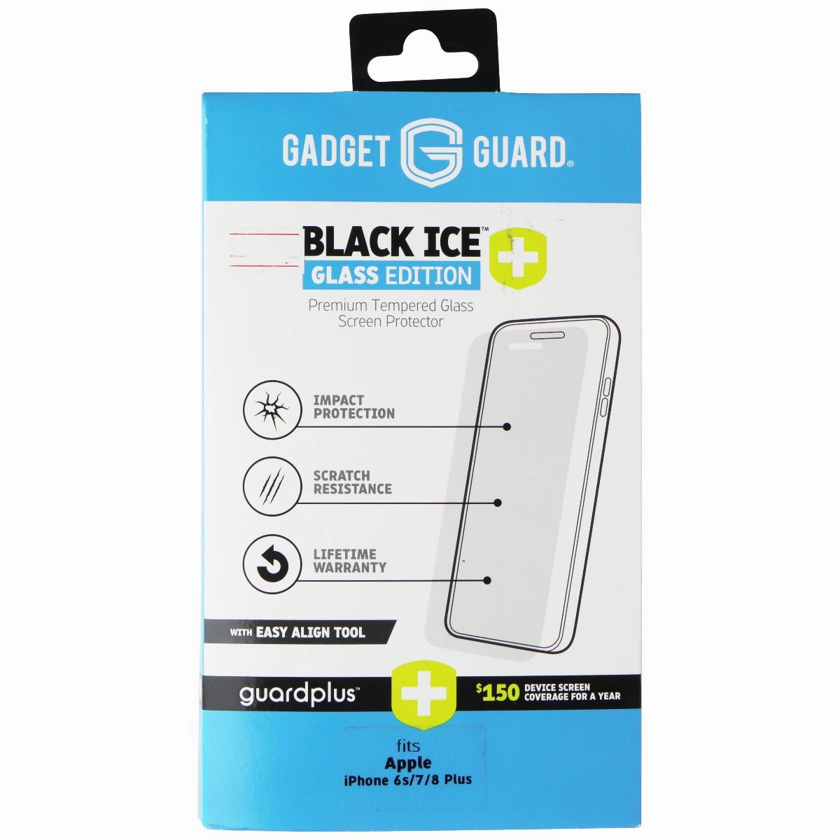 Gadget Guard Black Ice Glass Edition w/ Guard Plus for Apple iPhone 6s/7/8 Plus Kids Screen Guard Mobile Guard