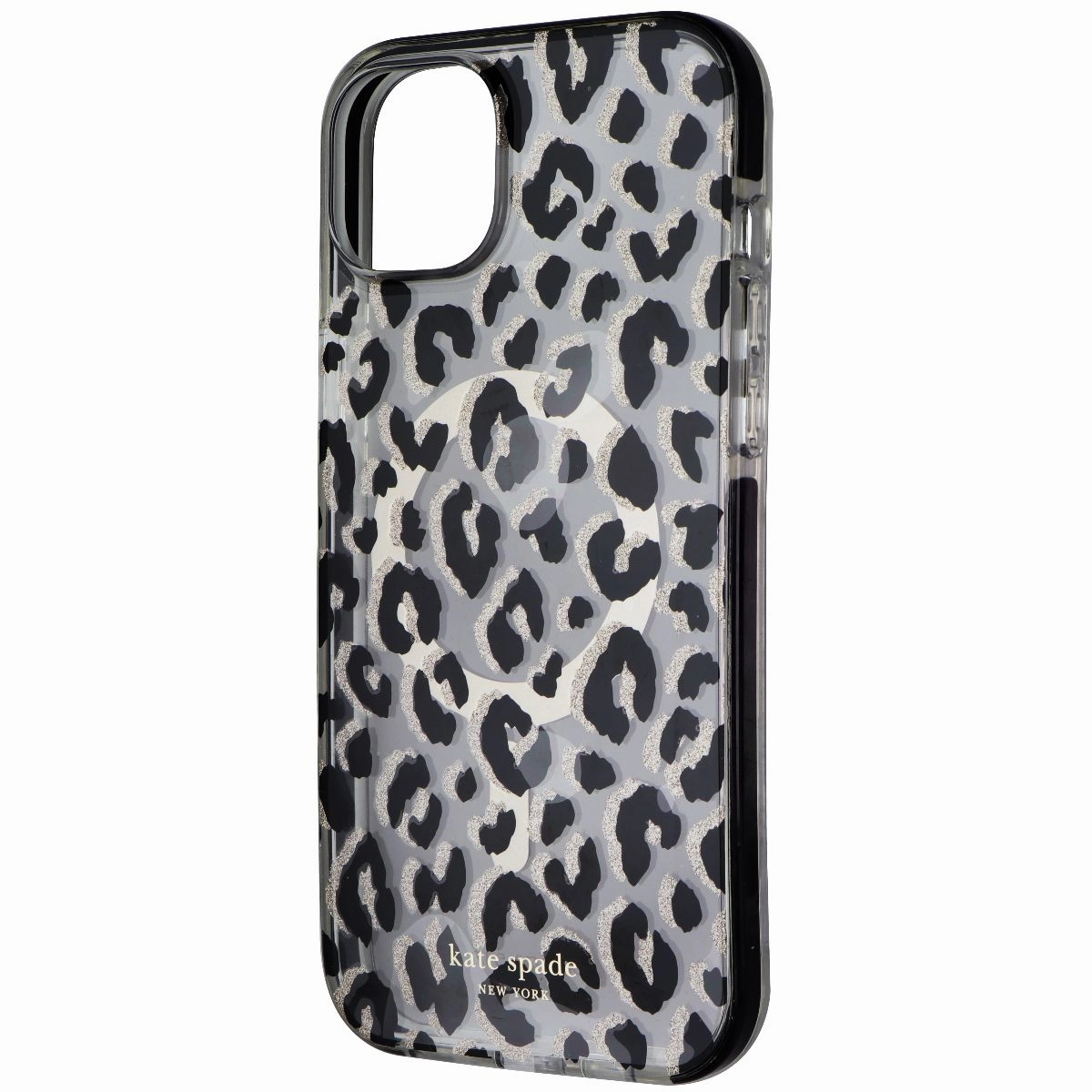 Rugged Look Kate Spade New York MagSafe Case for iPhone 15 Plus - City Leopard Glitter