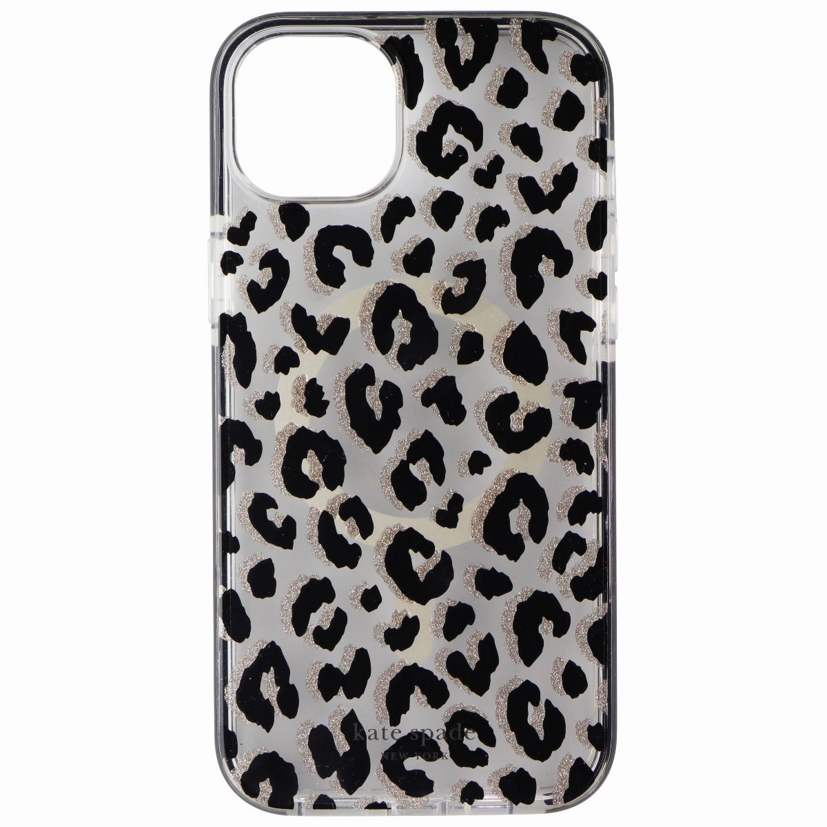 Kate Spade New York MagSafe Case for iPhone 15 Plus - City Leopard Glitter Wireless charging Elegant Accent