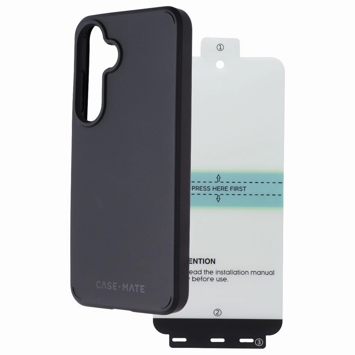 Case-Mate Protection Pack Tough Case   Glass for Samsung Galaxy S24 - Black Polished Texture Finish