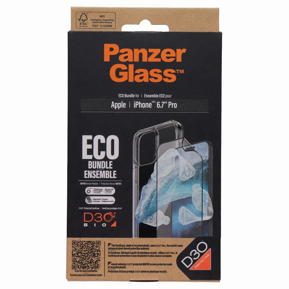 Slim Comfort Slim Edge PanzerGlass Eco Bundle w/ Screen Protector   Case for iPhone 15 Pro Max - Clear