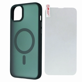 Elegant Layer Texture Durable Edge Layer MyBat Pro Hybrid Case for MagSafe for Apple iPhone 14 Plus - Green