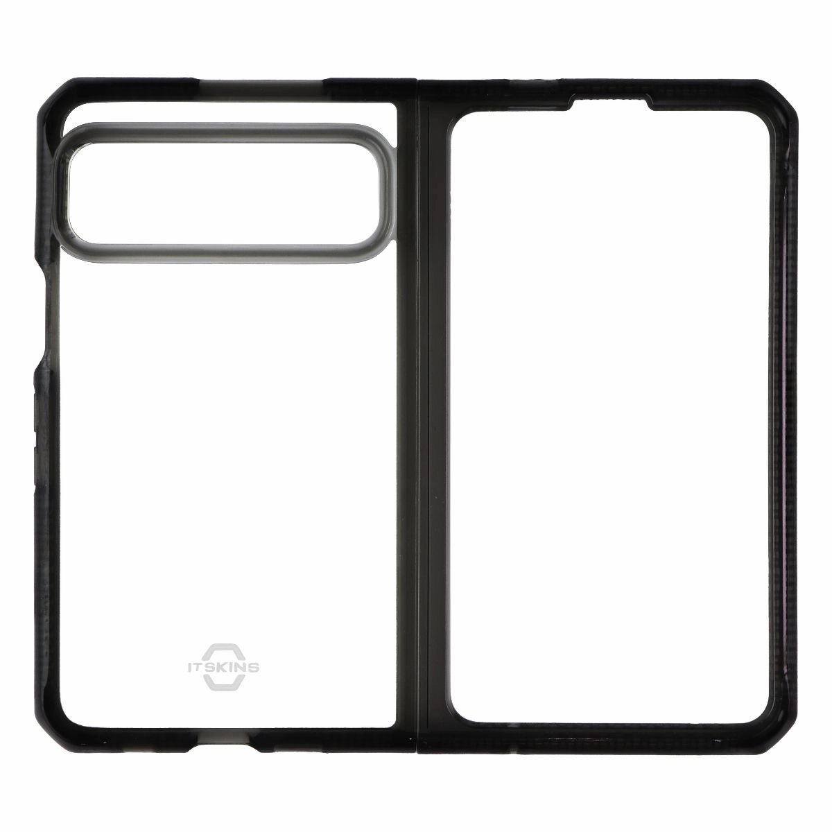 ITSKINS Hybrid_R Hinge Clear Case for Google Pixel Fold - Black/Transparent Modern Frame Minimal Pattern Texture