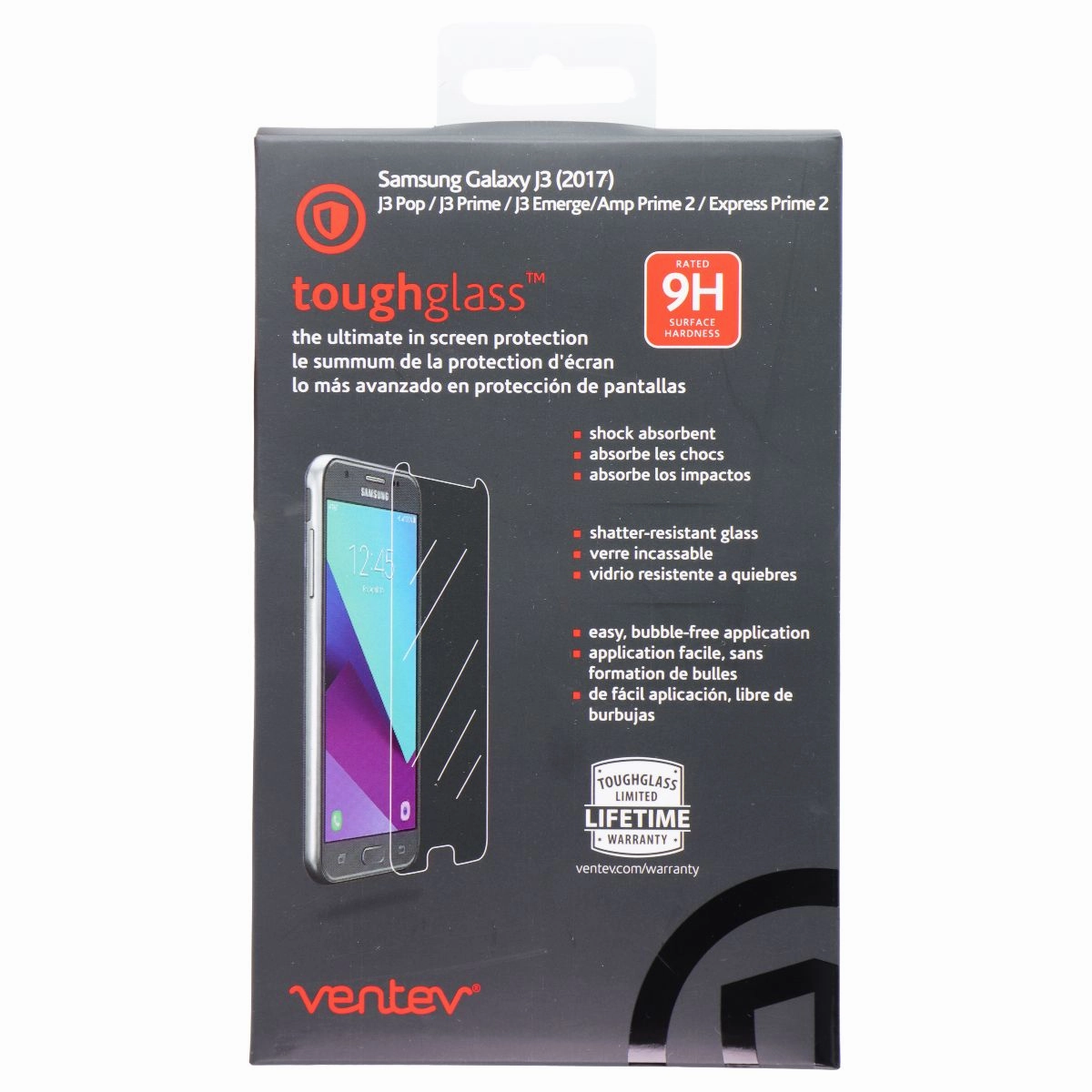 Ventev ToughGlass Tempered Glass Screen Protection for Samsung Galaxy J3 (2017) sensitive display film