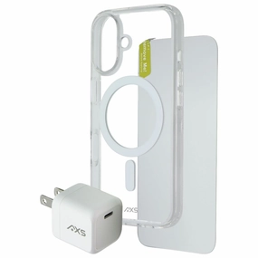 Elegant Shield Clear Design AXS Starter Kit (Clear MagSafe Case   Glass   30W USB-C Charger) for iPhone 16