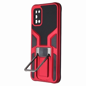 MyBat Rugged Hybrid Case with Kickstand for Samsung Galaxy A02s - Red / Black Elegant Pattern Comfort touch
